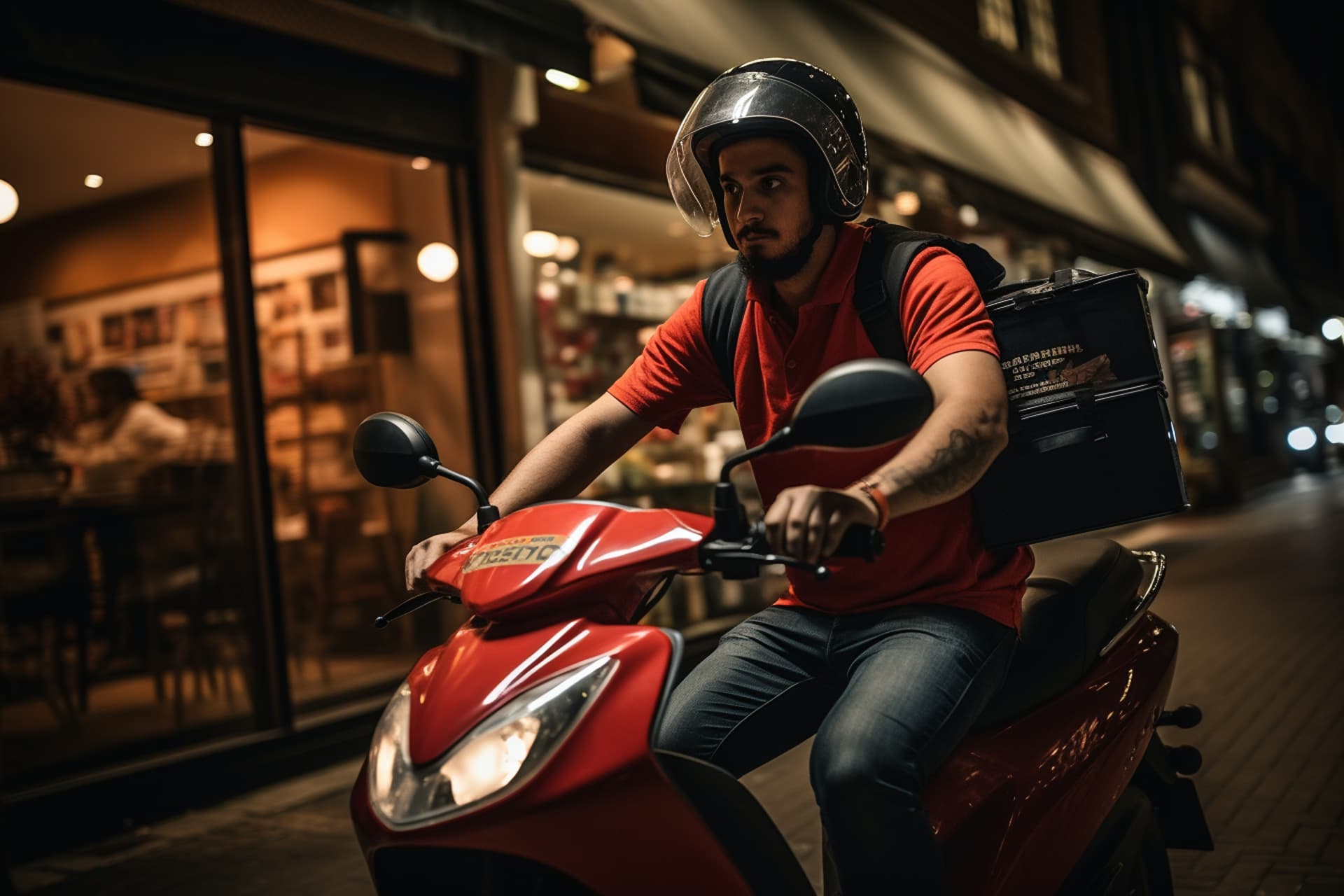 Motoboy de delivery em turno noturno